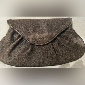 Lauren Merkin Dark silver pebbled leather clutch bag.